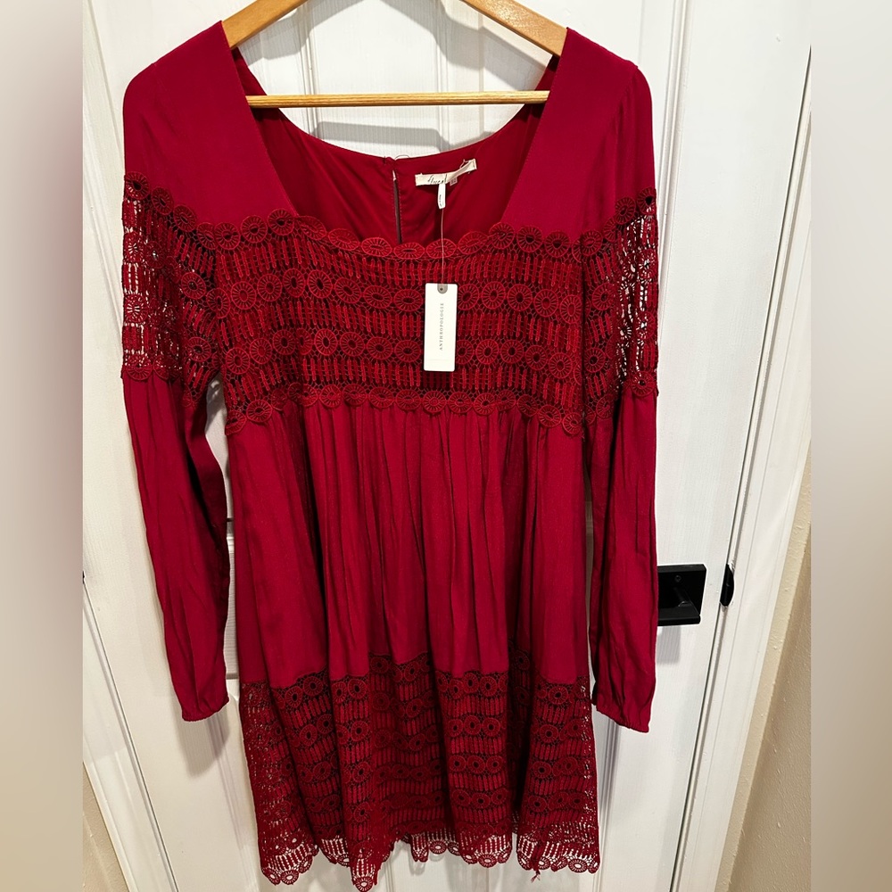 Anthropologie Floreat Aveline Red Dress